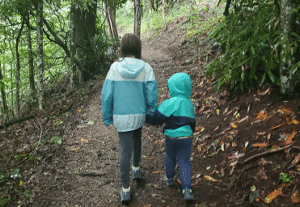 Innkeepers children hiking in western North carolina