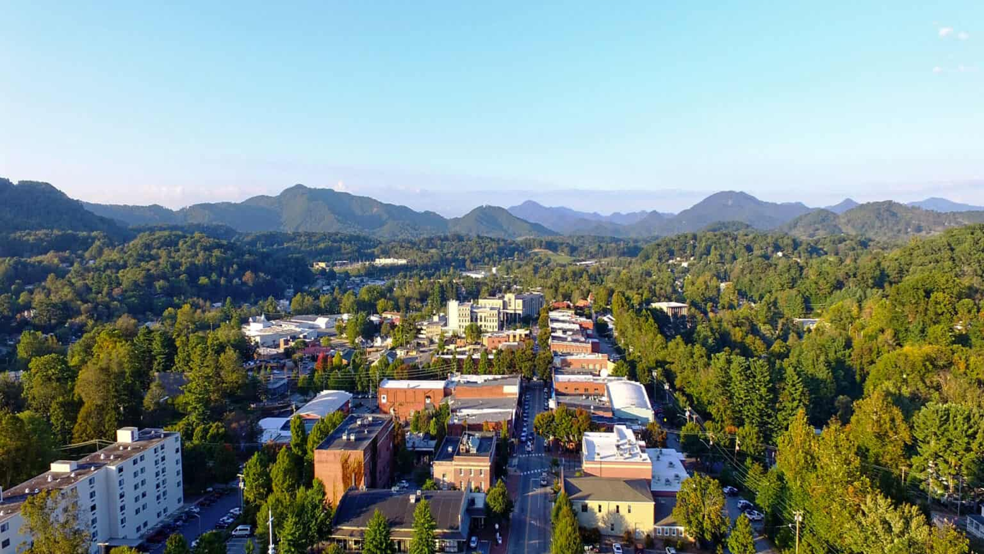 downtown waynesville from the sky