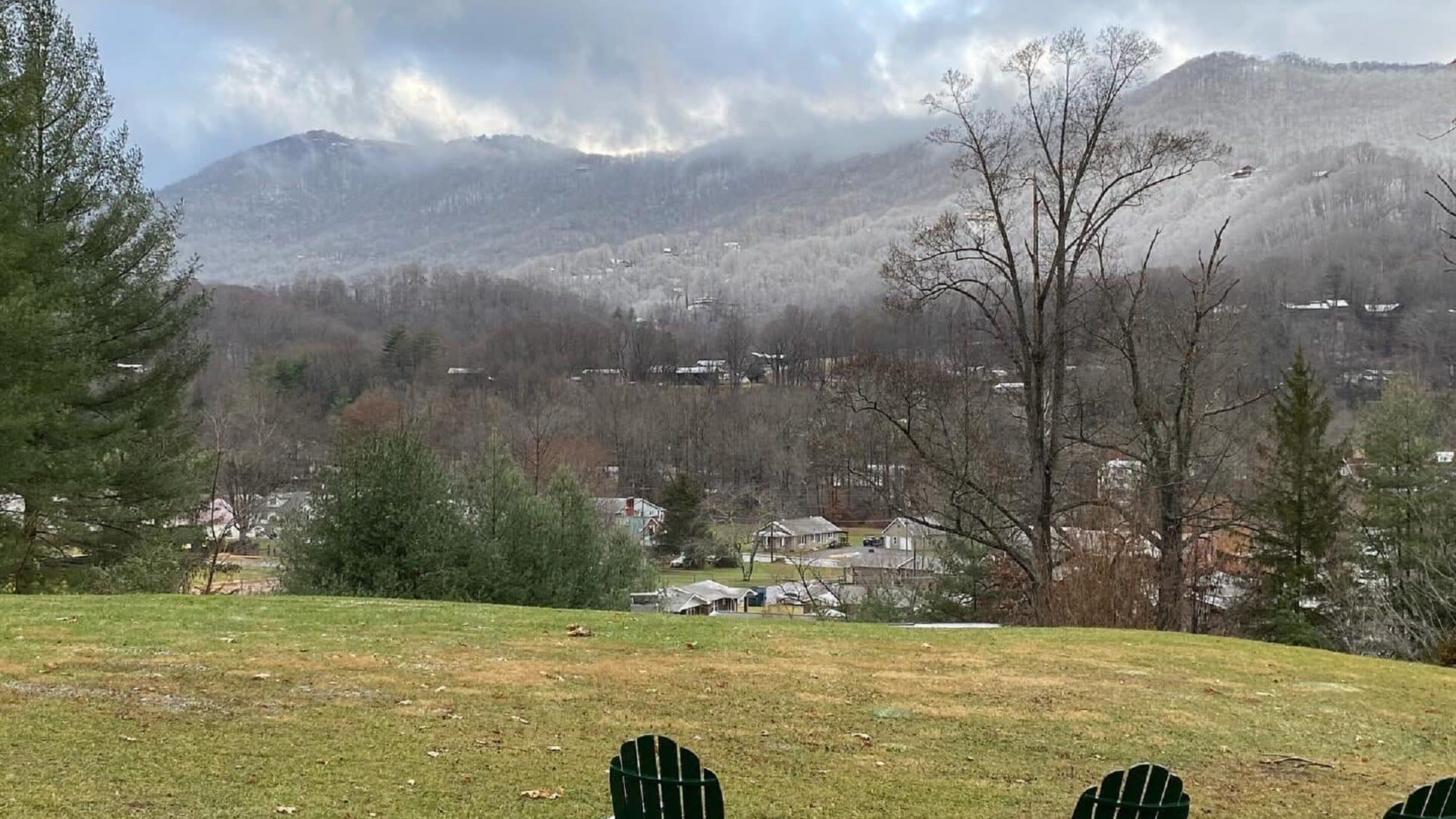 Winter snow on the mountains in Waynesville