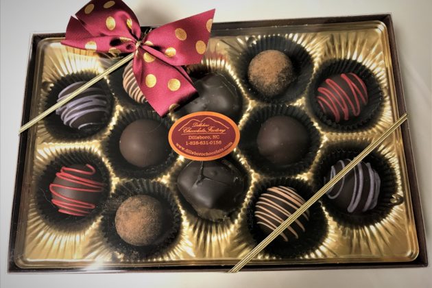 A box of 12 artisan chocolate truffles